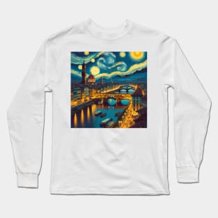 Florence, Italy, in the style of Vincent van Gogh's Starry Night Long Sleeve T-Shirt